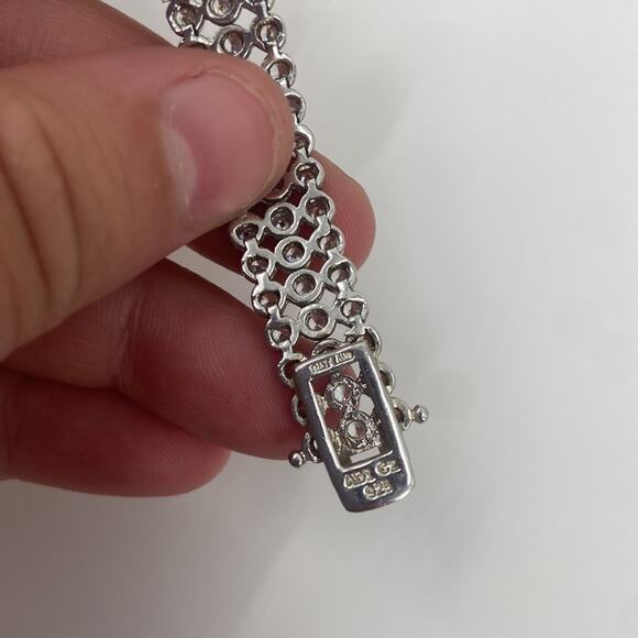 Dainty Sterling silver Trim color Cubic Zirconia tennis Bracelet - Picture 3 of 5